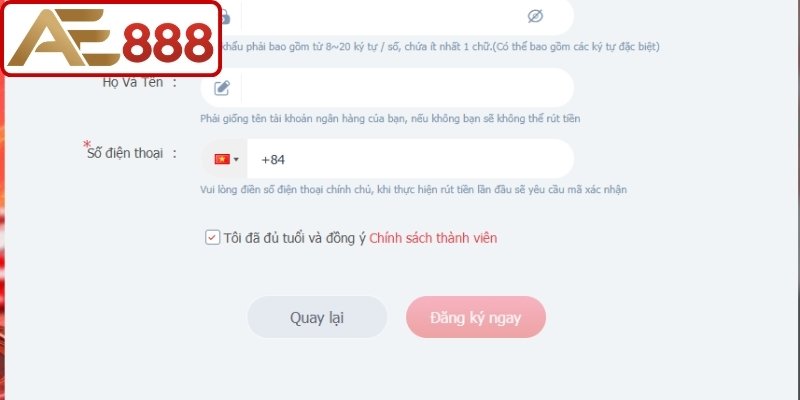 Nguyên tắc đăng ký AE888 cụ thể cần nắm 