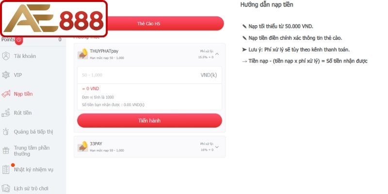Chuyển vốn bằng thẻ cào