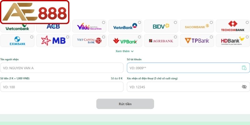 Thao tác chuyển số dư về tài khoản nhanh chóng